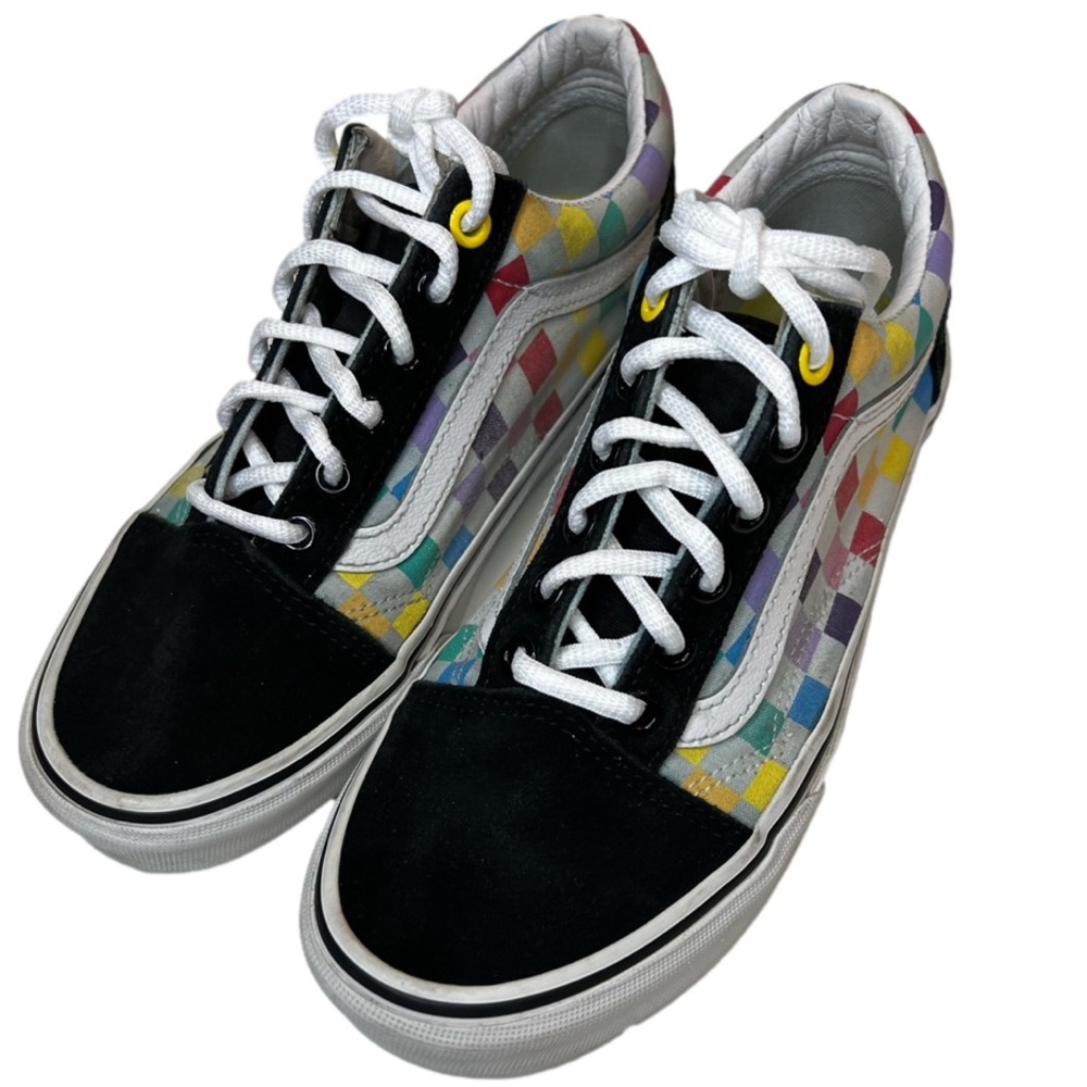 Vans off the wall old skool rainbow checks unisex skater shoes W Sz 7 M Sz 5.5